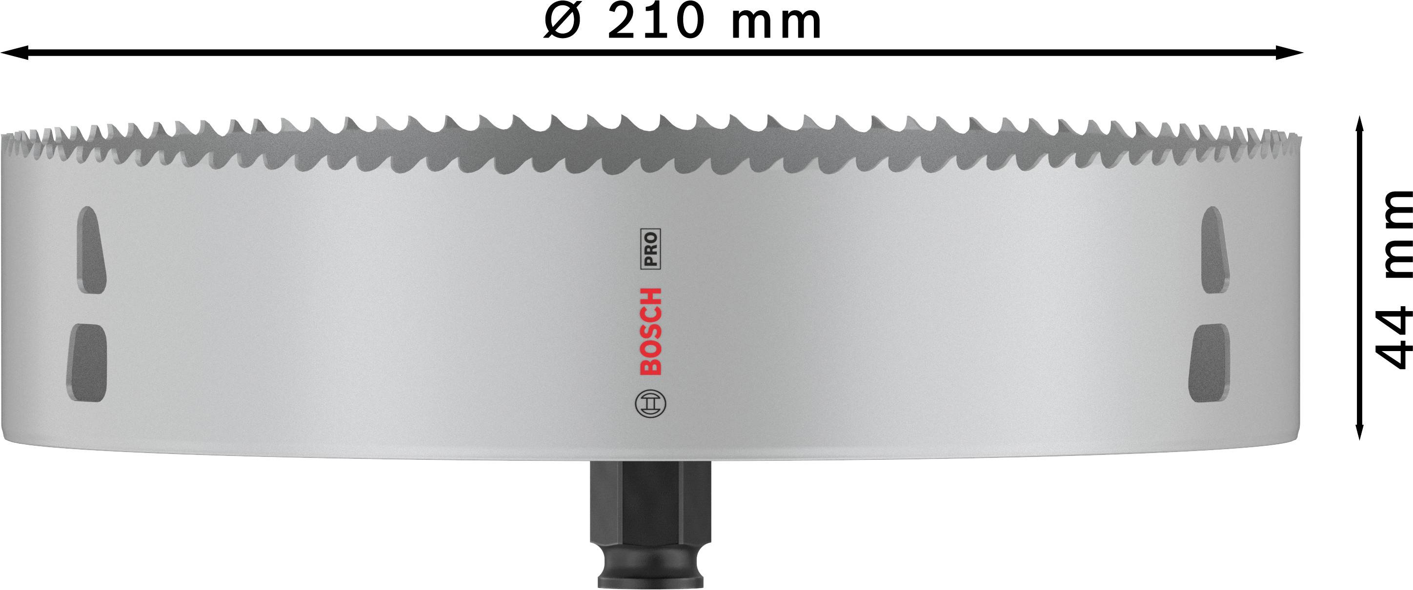 Kreissägeblatt mit Ø 210 mm und Höhe 44 mm, Marke Bosch Pro, graue Farbe, geeignet für präzises Schneiden in verschiedenen Materialien.