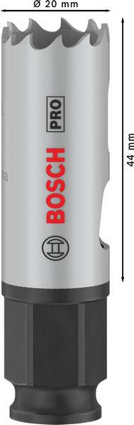 Bohrer, Marke Bosch, mit 20 mm Durchmesser und 44 mm Länge, geeignet für professionelle Anwendungen.