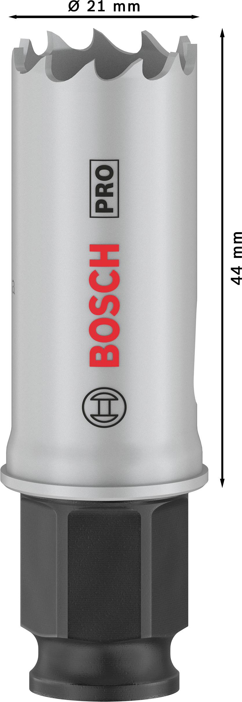 Bohrerblatt von Bosch Pro mit einem Durchmesser von 21 mm und einer Länge von 44 mm. Eignet sich für präzises Bohren.