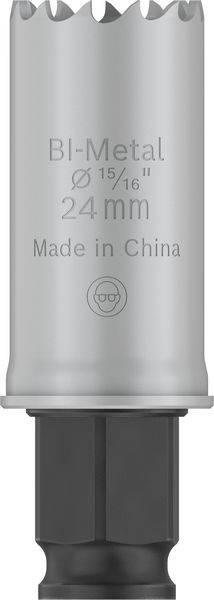 Metall-Lochsäge, Bi-Metall, Durchmesser 24 mm, gefertigt in China.