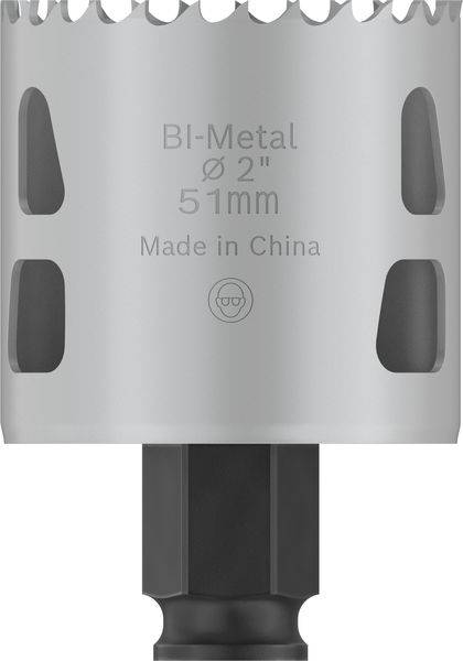 Metall-Bohrkrone mit der Aufschrift 'Bi-Metal Ø 2