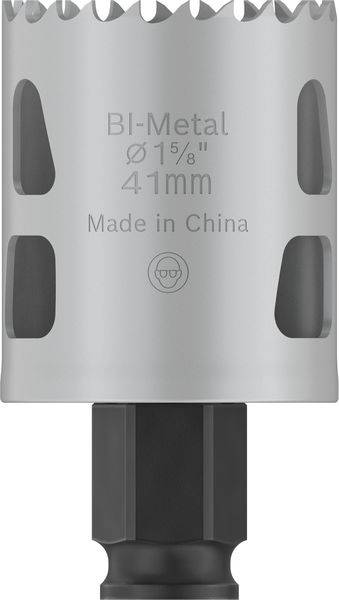 Metallsägekrone, Bi-Metall, Durchmesser 41 mm, hergestellt in China.