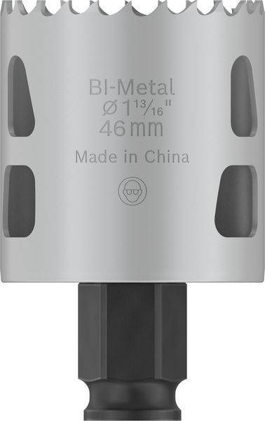 Metallsägekrone 'Bi-Metal', Durchmesser 46 mm, hergestellt in China.
