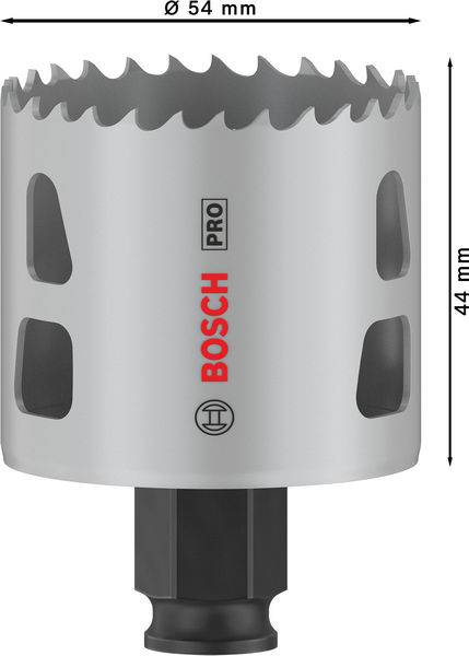 Lochsäge von Bosch Pro, Durchmesser 54 mm, Höhe 44 mm.
