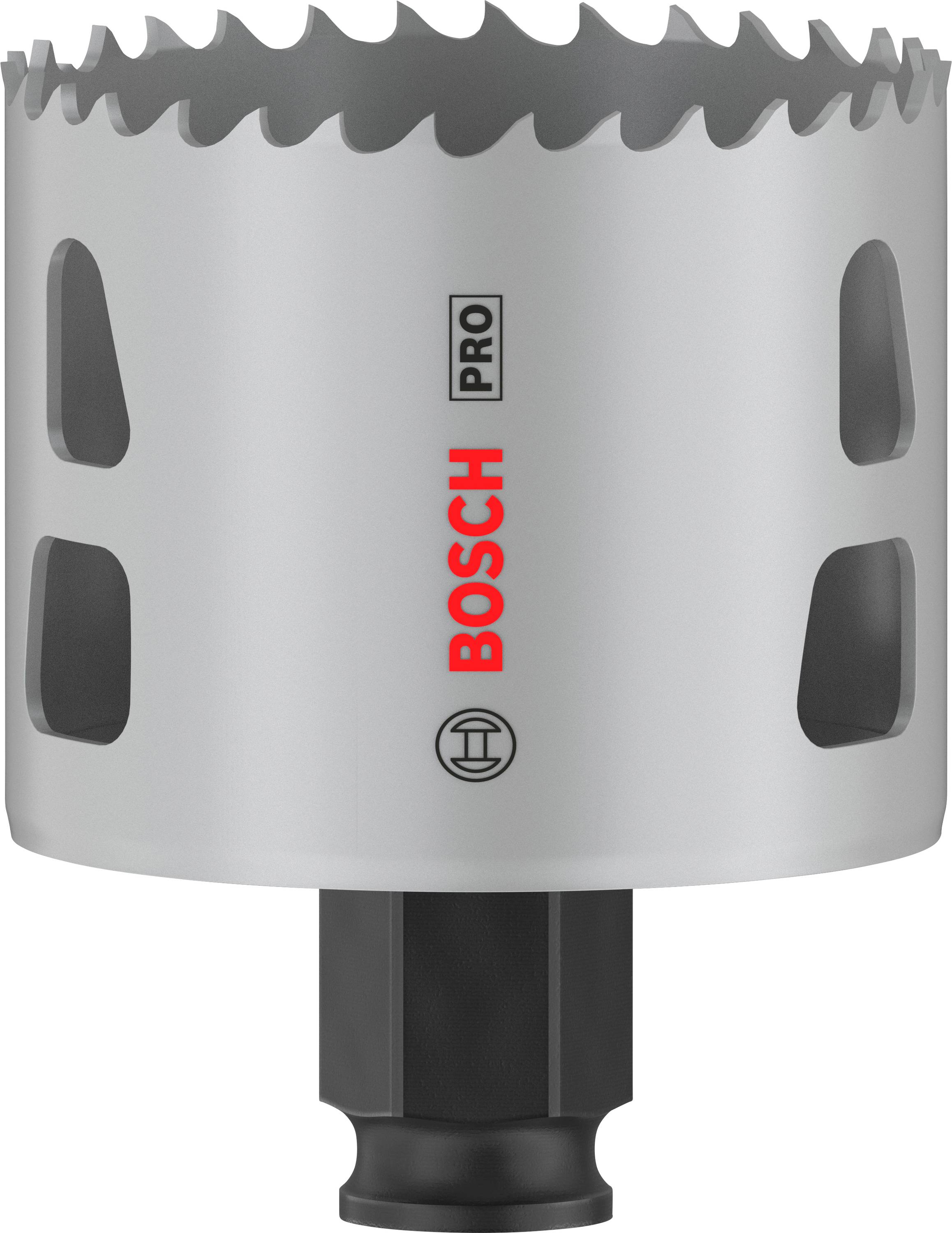 Bohrkrone von Bosch Pro mit scharfen Zähnen und robustem Design, geeignet für präzise Schnitte in unterschiedlichen Materialien.