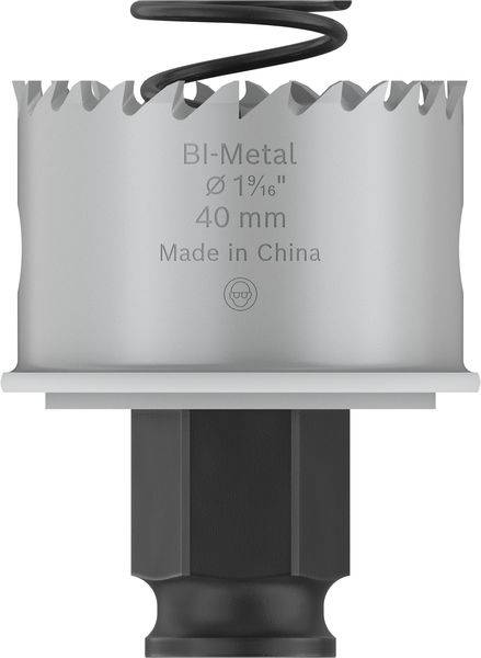 Bi-Metall-Lochsäge, 40 mm Durchmesser, Made in China, geeignet für Bohren in Metall und Holz.