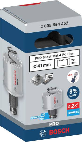 Bosch HSS-Bimetall-Hole-Cutter, Ø 41 mm für Bleche. 8 % Kobalt, Geeignet für dünne Metalle unter 5 mm. Langlebigkeit bis zu 2x.
