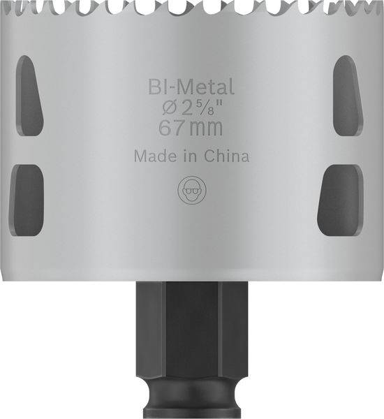 Bohrkrone aus Bi-Metall mit einem Durchmesser von 67 mm, hergestellt in China.