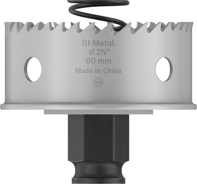 Metall-Lochsäge mit 60 mm Durchmesser, aus Bimetall gefertigt. Beschriftet mit 'BI-Metal ø 2½