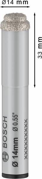Diamantbohrer von Bosch, 14 mm Durchmesser und 33 mm Länge. Werkzeug für präzises Bohren in harte Materialien.