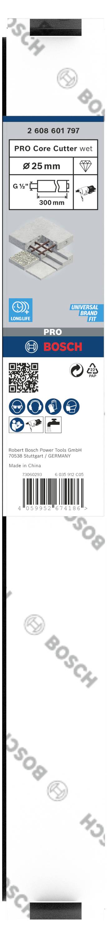 'Bosch Professional': Packung für Sägeblatt T 308 BP A, geeignet für Holz. Enthält technische Details und Firmenlogo.