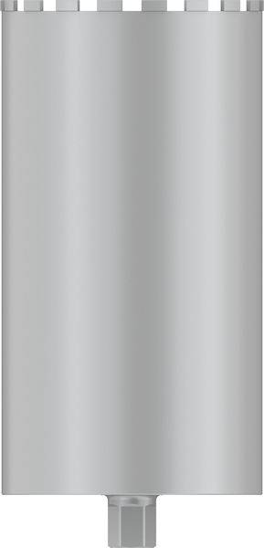 Zylinderförmiges Metallobjekt, möglicherweise ein Maschinenbauteil, mit einer geriffelten Oberkante.