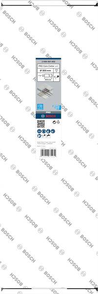 'Bosch' Laser-Entfernungsmesser im blauen Karton. Produktinformationen auf der Vorderseite, umgeben von Bosch-Logos auf weißem Hintergrund.