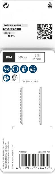 Bosch Accessories 2608655092 PRO Hardwood clean T101BF Stichsägeblatt, 100 mm, 2-tlg. 2St.