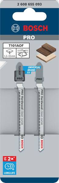 Bosch Accessories 2608655093 PRO Hardwood clean curve T101AOF Stichsägeblatt, 83 mm, 2-tlg. 2St.