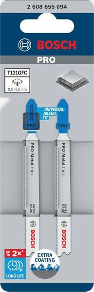 Bosch Accessories 2608655094 PRO Metal thin T121GFC Stichsägeblatt, 92 mm, 2-tlg. 2St.