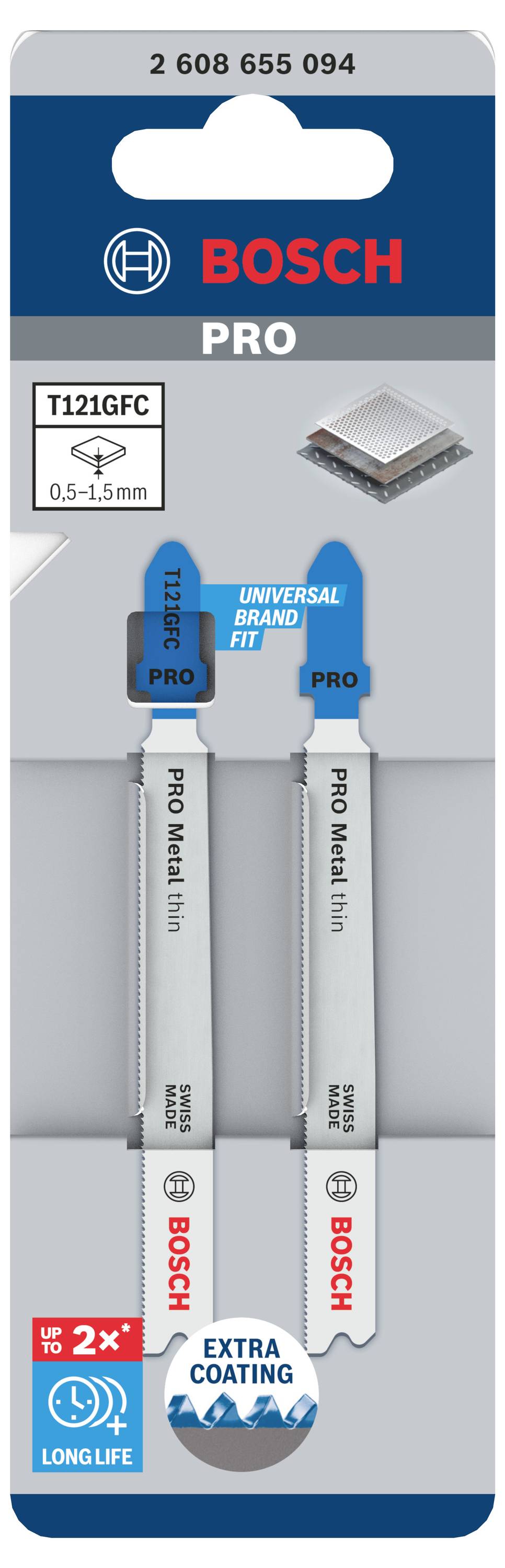 Bosch Accessories 2608655094 PRO Metal thin T121GFC Stichsägeblatt, 92 mm, 2-tlg. 2St.