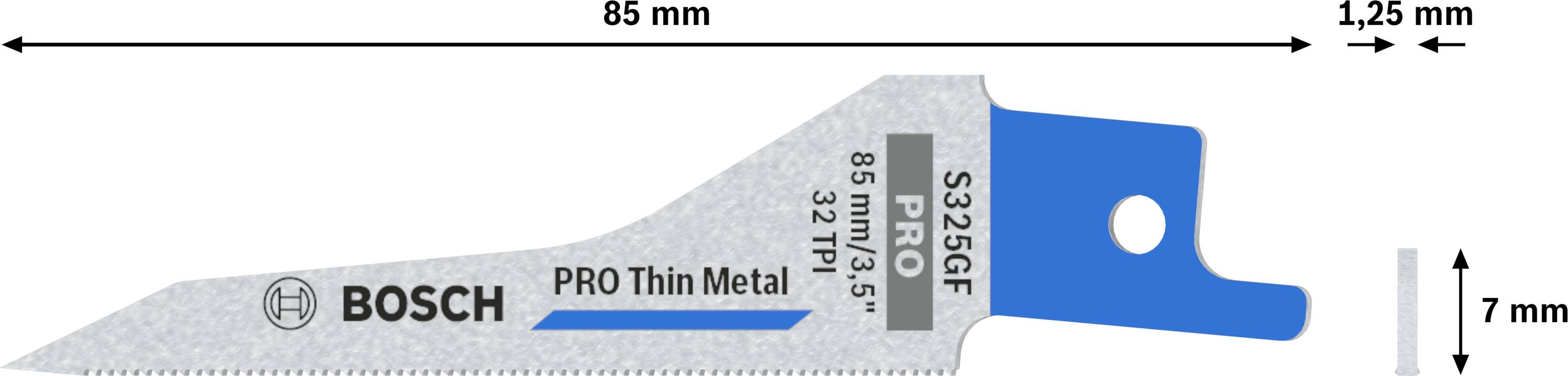 Bosch Accessories 2608658987 PRO Thin Metal S325GF Blatt, 1,25 x 7 x 85 mm, 5-tlg. 5St.