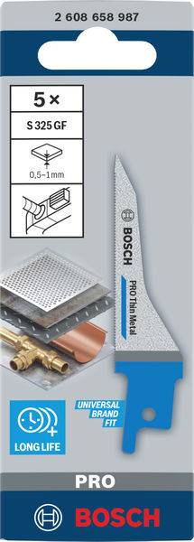 Bosch Accessories 2608658987 PRO Thin Metal S325GF Blatt, 1,25 x 7 x 85 mm, 5-tlg. 5St.
