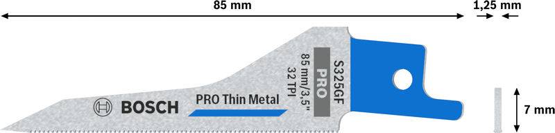Bosch Accessories 2608658987 PRO Thin Metal S325GF Blatt, 1,25 x 7 x 85 mm, 5-tlg. 5 St.