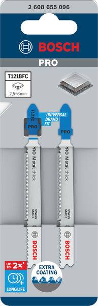 Bosch Accessories 2608655096 PRO Metal thick T121BFC Stichsägeblatt, 92 mm, 2-tlg. 2 St.