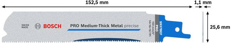 Bosch Accessories 2608658992 PRO Medium-Thick Metal precise S937BEF Blatt, 1,1 x 25 x 150 mm, 25-tlg. 25St.