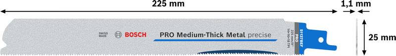 Bosch Accessories 2608658993 PRO Medium-Thick Metal precise S1137BEF Blatt, 1,1 x 25 x 225 mm, 2-tlg. 2St.