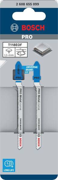 Bosch Accessories 2608655099 PRO Metal curve T118EOF Stichsägeblatt, 83 mm, 2-tlg. 2St.