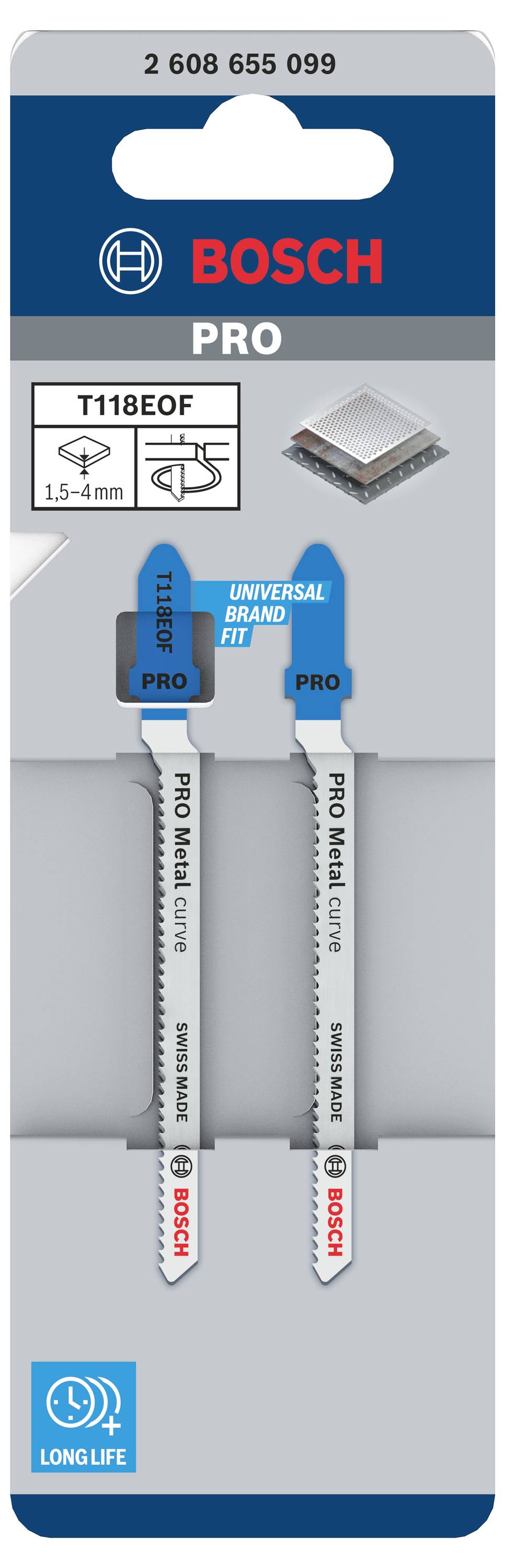 Bosch Accessories 2608655099 PRO Metal curve T118EOF Stichsägeblatt, 83 mm, 2-tlg. 2St.