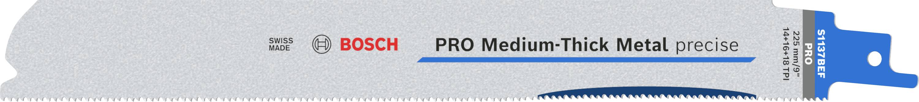 Bosch Accessories 2608658994 PRO Medium-Thick Metal precise S1137BEF Blatt, 1,1 x 25 x 225 mm, 5-tl