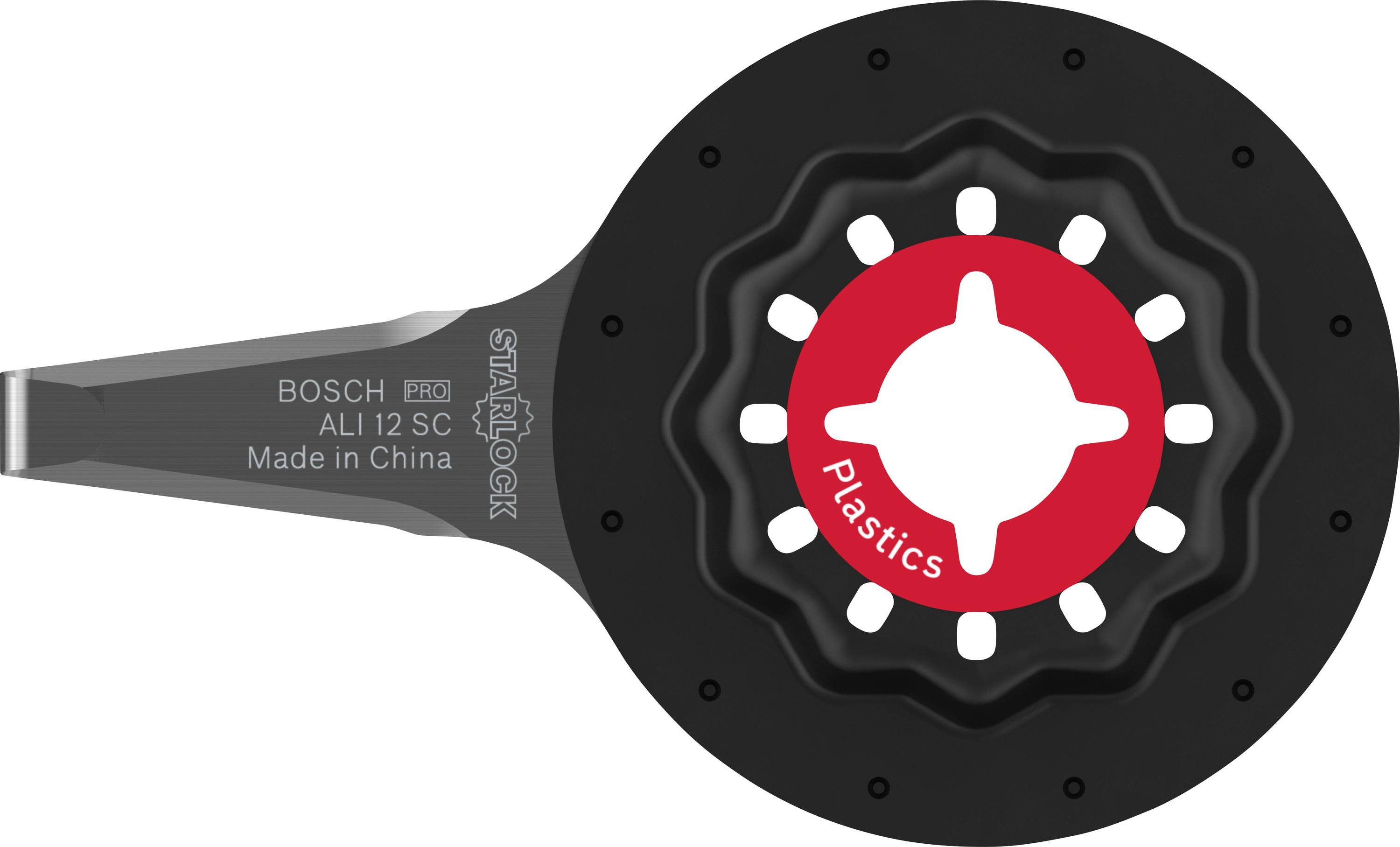 Oszillierendes Sägeblatt von Bosch, Starlock-Design, geeignet für Kunststoff, hergestellt in China.