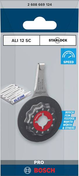 Bild eines grauen Bosch Starlock Segmentsägeblatts 'ALI 12 SC', geeignet für Bosch, Fein, Festool, Makita, Würth und andere Marken.