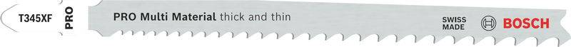 Bosch Accessories 2608655101 PRO Multi Material thick and thin T345XF Stichsägeblatt, 132 mm, 2-tlg