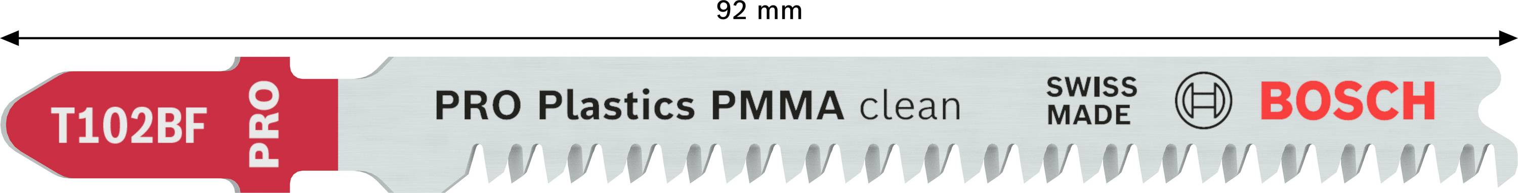 Bosch Accessories 2608655102 PRO Plastics PMMA clean T102BF Stichsägeblatt, 92 mm, 2-tlg. 2 St.