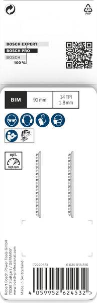 Bosch Accessories 2608655102 PRO Plastics PMMA clean T102BF Stichsägeblatt, 92 mm, 2-tlg. 2 St.