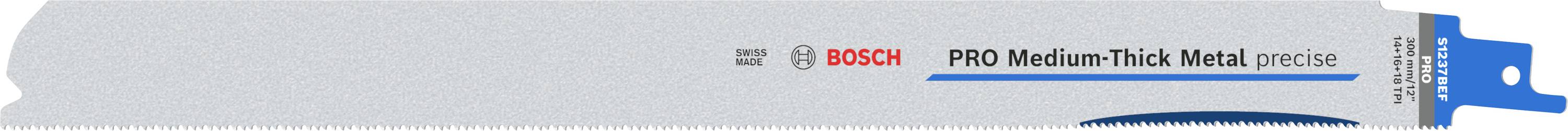 Bosch Accessories 2608658996 PRO Medium-Thick Metal precise S1237BEF Blatt, 1,1 x 25 x 300 mm, 5-tlg. 5St.