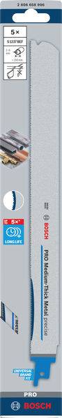 Bosch Accessories 2608658996 PRO Medium-Thick Metal precise S1237BEF Blatt, 1,1 x 25 x 300 mm, 5-tlg. 5St.