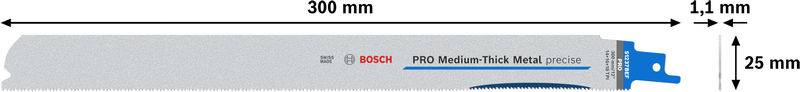 Bosch Accessories 2608658996 PRO Medium-Thick Metal precise S1237BEF Blatt, 1,1 x 25 x 300 mm, 5-tlg. 5St.