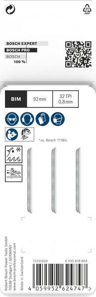 Bosch Accessories 2608655103 PRO Metal thin T121GFC Stichsägeblatt, 92 mm, 3-tlg. 3 St.