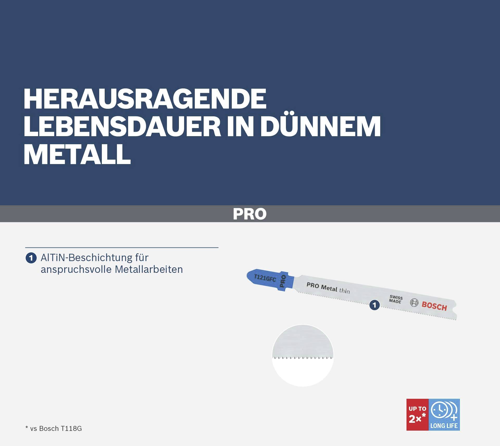 Bosch Accessories 2608655104 PRO Metal thin T121GFC Stichsägeblatt, 92 mm, 5-tlg. 5 St.