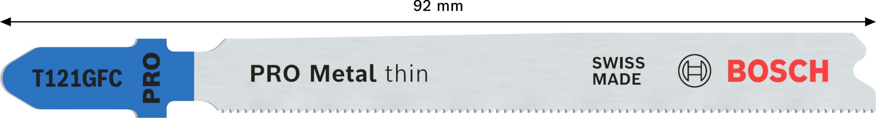 Bosch Accessories 2608655104 PRO Metal thin T121GFC Stichsägeblatt, 92 mm, 5-tlg. 5 St.