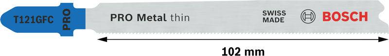 Bosch Accessories 2608655104 PRO Metal thin T121GFC Stichsägeblatt, 92 mm, 5-tlg. 5 St.