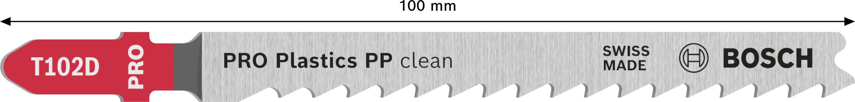 Bosch Accessories 2608665239 PRO Plastics PP clean T102D Stichsägeblatt, 100 mm, 2-tlg. 2St.