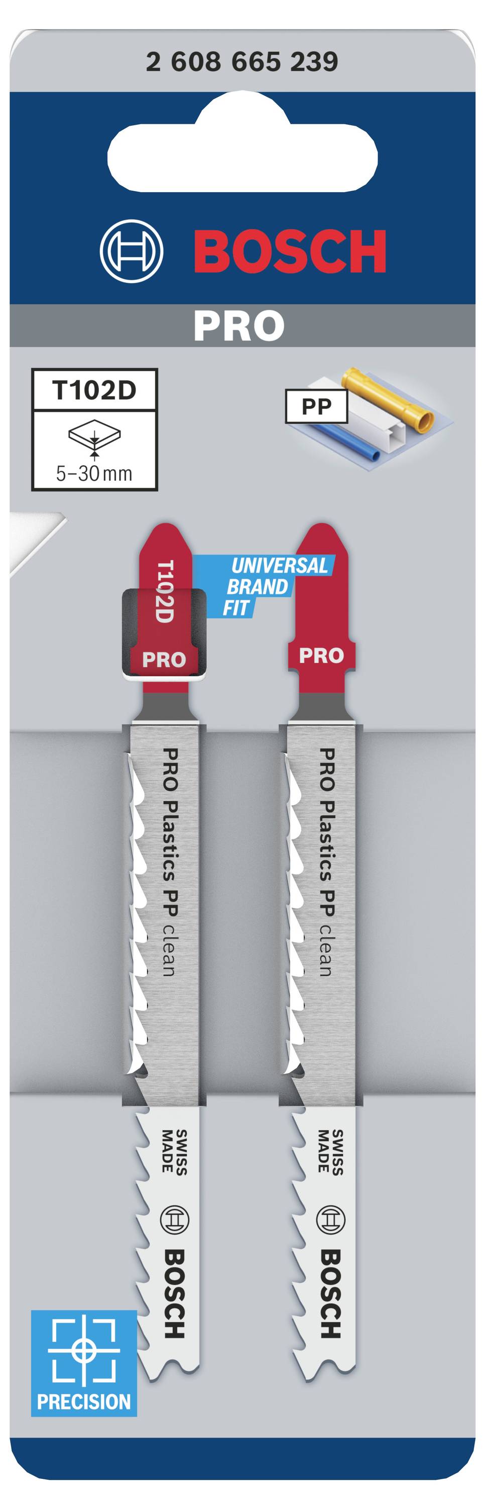 Bosch Accessories 2608665239 PRO Plastics PP clean T102D Stichsägeblatt, 100 mm, 2-tlg. 2St.