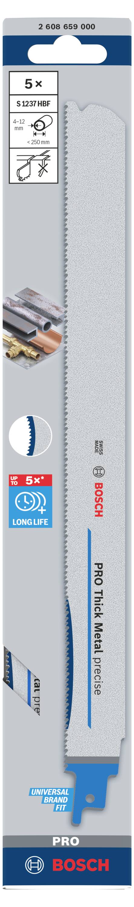 Bosch Accessories 2608659000 PRO Thick Metal precise S1237HBF Blatt, 1,1 x 25 x 300 mm, 5-tlg. 5St.
