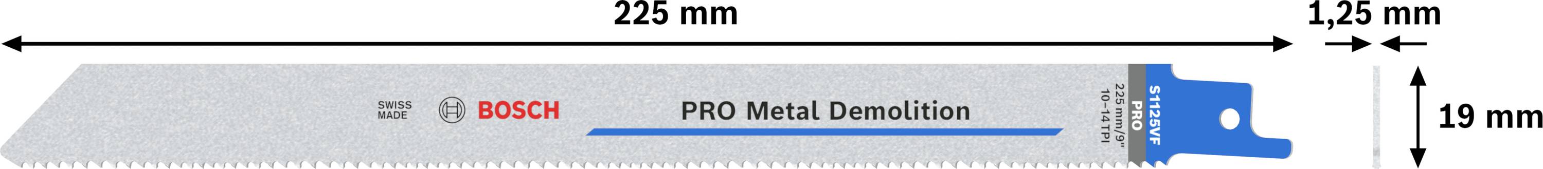 Bosch Accessories 2608659001 PRO Metal Demolition S1125VF Blatt, 1,25 x 19 x 225 mm, 2-tlg. 2 St.