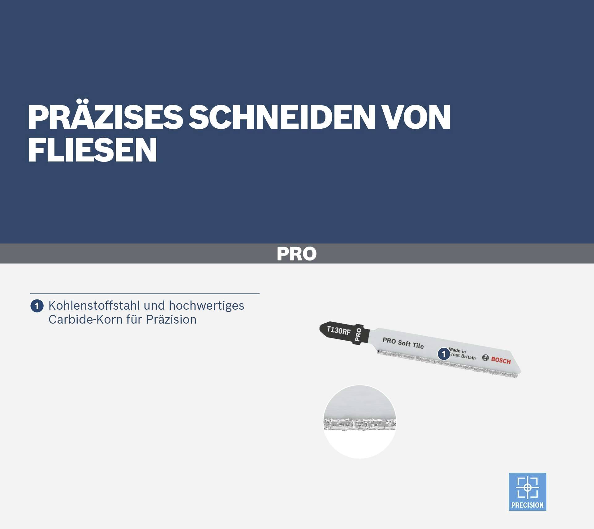 Bosch Accessories 2608665259 PRO Soft Tile T130RF Stichsägeblatt, 83 mm, 2-tlg. 2St.