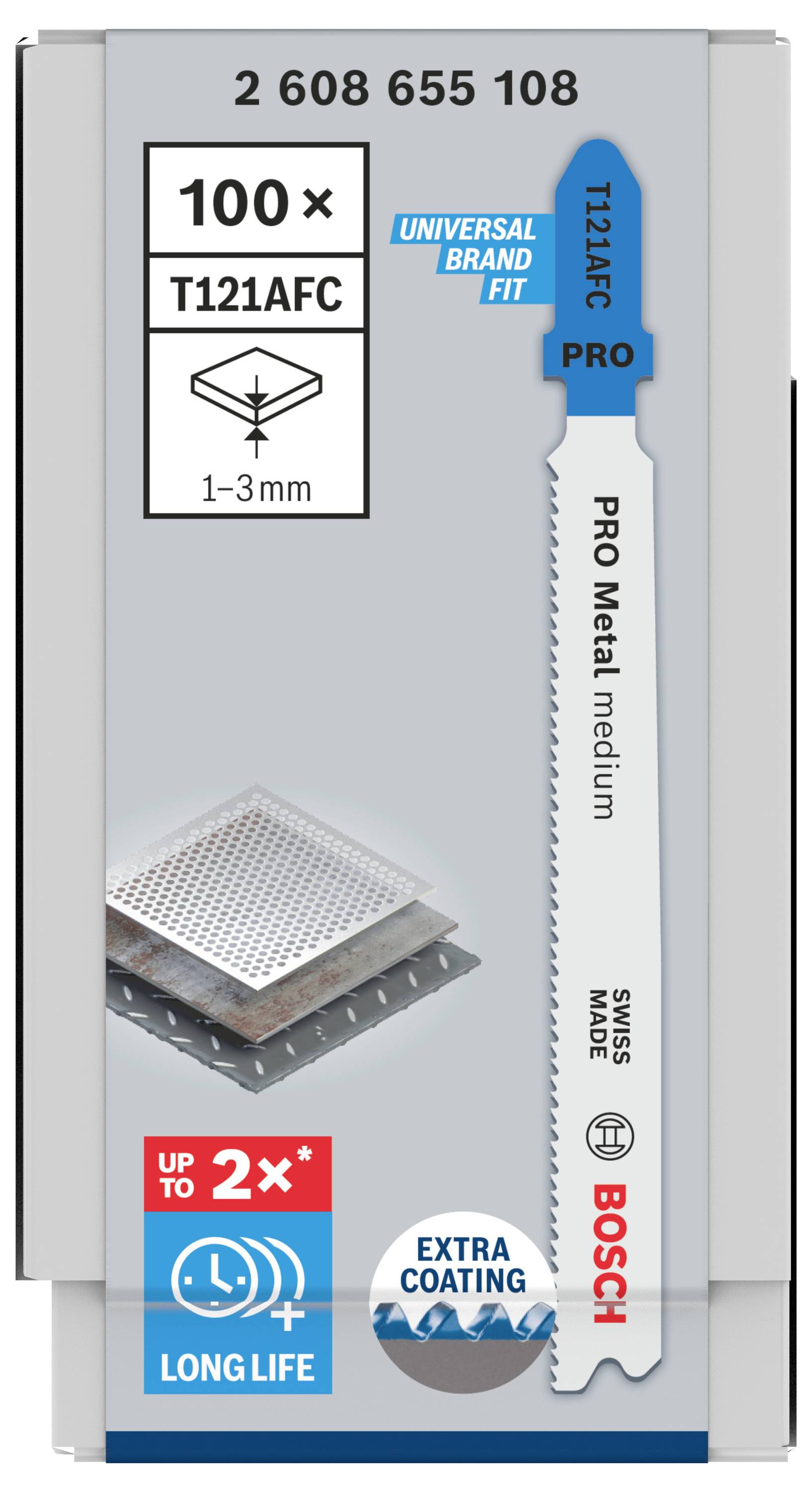 Bosch Accessories 2608655108 PRO Metal medium T121AFC Stichsägeblatt, 92 mm, 100-tlg. 100St.