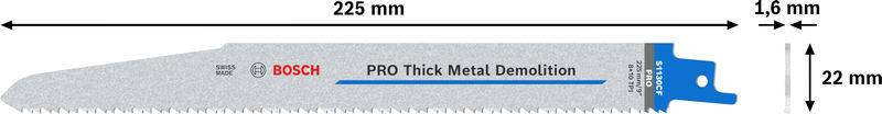 Bosch Accessories 2608659003 PRO Thick Metal Demolition S1130CF Blatt, 1,6 x 22 x 225 mm, 100-tlg. 100St.