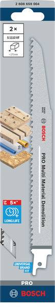 Bosch Accessories 2608659004 PRO Multi Material Demolition S1110VF Blatt, 1,6 x 22 x 225 mm, 2-tlg. 2St.